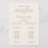 Romantische Goldkalligrafie | Elfenbeinhochzeit Programm (Rückseite)