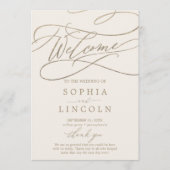 Romantische Goldkalligrafie | Elfenbeinhochzeit Programm (Vorderseite)