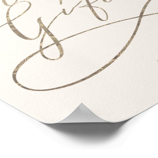 Romantische Goldkalligrafie | Elfenbeinkarten und Poster (Ecke)