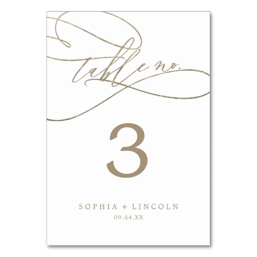 Romantische Goldkalligrafie | GEBLÜHT TISCHNUMMER (Rückseite)
