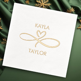 Romantische Goldkalligrafie-Hochzeit Servietten Mit Folie