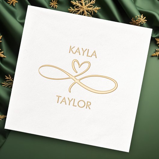 Romantische Goldkalligrafie-Hochzeit Servietten Mit Folie