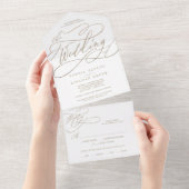 Romantische Goldkalligrafie - Hochzeit von All In One Einladung (Abreißen)