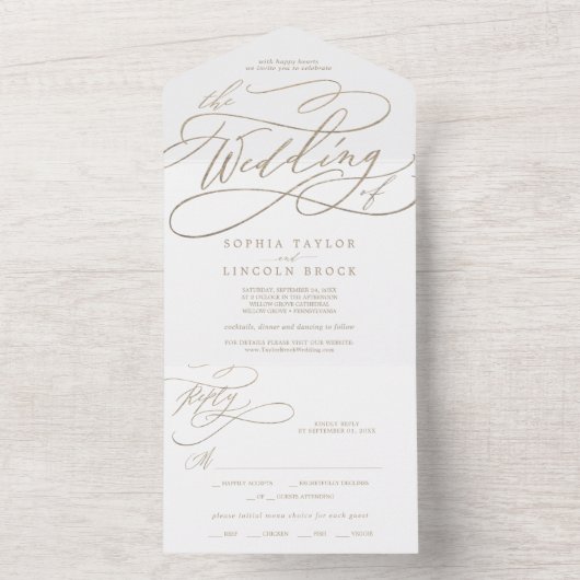 Romantische Goldkalligrafie - Hochzeit von All In One Einladung (Innen Boden)