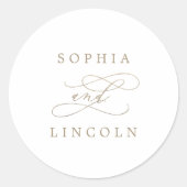 Romantische Goldkalligrafie-Hochzeiten-Umschlag Au Runder Aufkleber (Vorderseite)