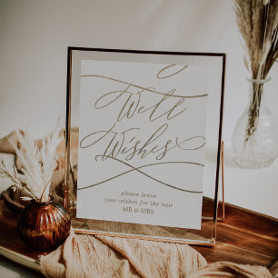 Romantische Goldkalligrafie-Hochzeiten wünscht sic Poster