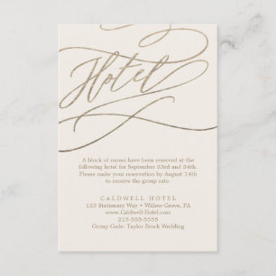 Romantische Goldkalligrafie Ivory Hotel Begleitkarte