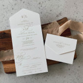 Romantische Goldkalligrafie-Mongram-Hochzeit All In One Einladung