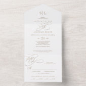 Romantische Goldkalligrafie-Mongram-Hochzeit All In One Einladung (Innen Boden)