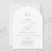 Romantische Goldkalligrafie-Mongram-Hochzeit Einladung (Vorderseite)