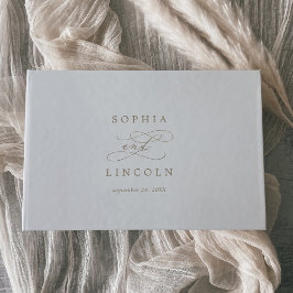 Romantische Goldkalligrafie-Mongram-Hochzeit Gästebuch