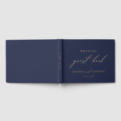 Romantische Goldkalligrafie Navy Blue Wedding Gästebuch (Voll)