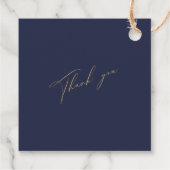 Romantische Goldkalligrafie Navy Blue Wedding Geschenkanhänger (Rückseite)