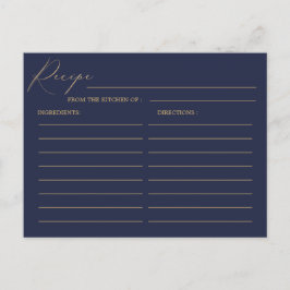 Romantische Goldkalligrafie Navy Blue Wedding Reze Postkarte