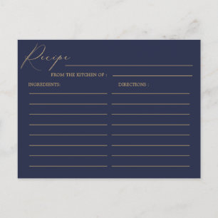 Romantische Goldkalligrafie Navy Blue Wedding Reze Postkarte