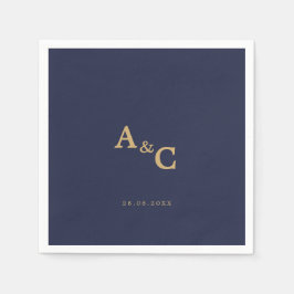 Romantische Goldkalligrafie Navy Blue Wedding Serviette