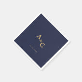 Romantische Goldkalligrafie Navy Blue Wedding Serviette (Ecke)