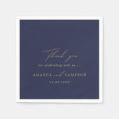Romantische Goldkalligrafie Navy Blue Wedding Serviette (Vorderseite)