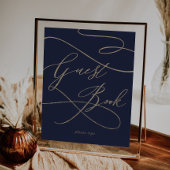Romantische Goldkalligrafie | Navy Guest Book Sign Poster