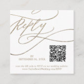 Romantische Goldkalligrafie QR Code Wedding RSVP Begleitkarte (Vorderseite)