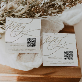 Romantische Goldkalligrafie QR Code Wedding RSVP Begleitkarte