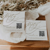 Romantische Goldkalligrafie QR Code Wedding RSVP Begleitkarte