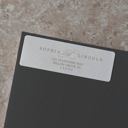 Romantische Goldkalligrafie-Rücksendeadresse