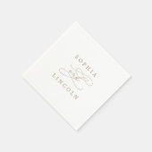 Romantische Goldkalligraphie Blühe Wedding Napkin Serviette (Ecke)