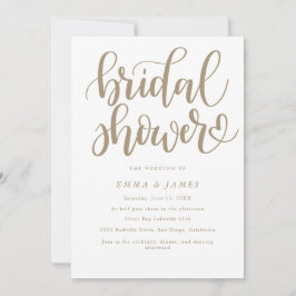 Romantische Goldkalligraphie Blüht Brautparty I Einladung