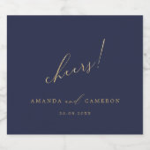 Romantische Goldkalligraphie "Cheers" Hochzeit der Schaumweinetikett (Einzelnes Label)