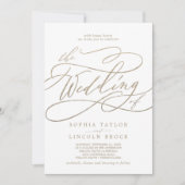 Romantische Goldkalligraphie in einer Hochzeit Einladung (Vorderseite)