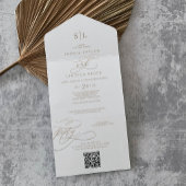 Romantische Goldkalligraphie Monogram QR Code Hoch All In One Einladung