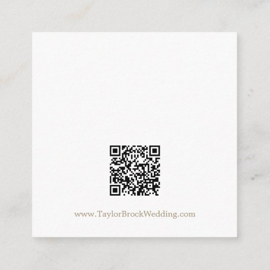 Romantische Goldkalligraphie QR Code Hochzeitdetai Begleitkarte (Rückseite)
