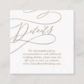 Romantische Goldkalligraphie QR Code Hochzeitdetai Begleitkarte (Vorderseite)