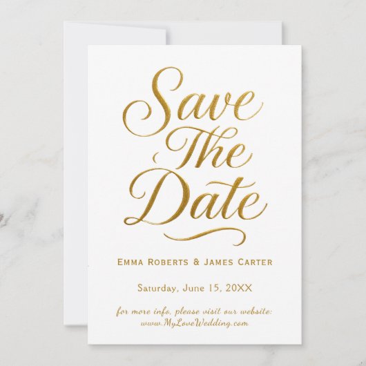 Romantische Goldkalligraphie Save the Date (Vorderseite)