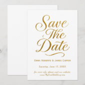 Romantische Goldkalligraphie Save the Date (Vorne/Hinten)