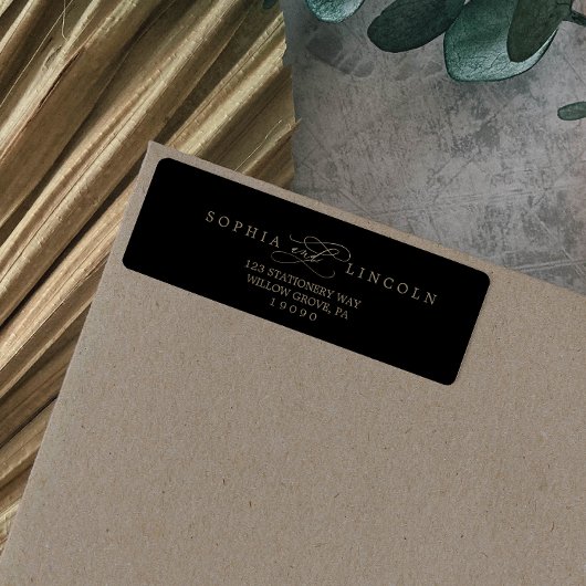 Romantische Goldkalligraphie Schwarze Rücksendeadr