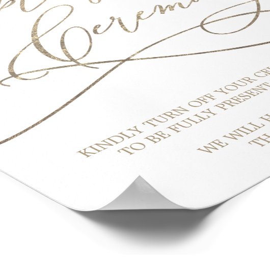 Romantische Goldkalligraphie - Unplugged Zeremony Poster (Ecke)