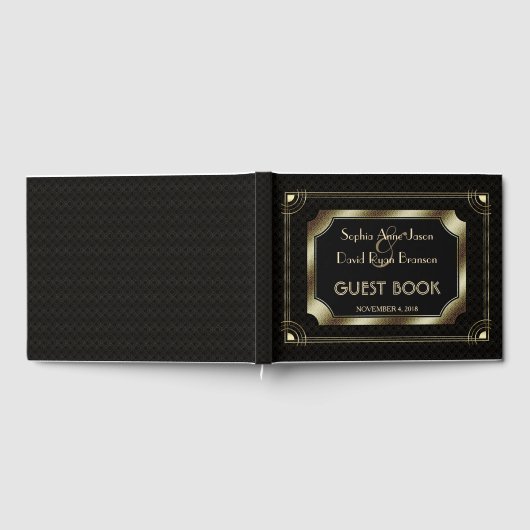 Romantische Goldmedaille Gatsby Art Deco 20s Hochz Gästebuch (Voll)