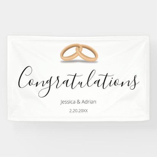 Romantische Goldringe Gratulation Banner (Horizontal)