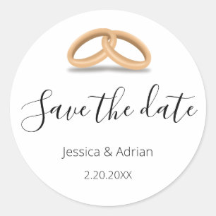 Romantische Goldringe Save the Date Runder Aufkleber