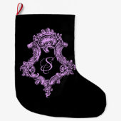 Romantische Goth Pink Monogram Großer Weihnachtsstrumpf (Vorderseite)