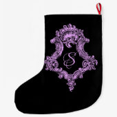 Romantische Goth Pink Monogram Großer Weihnachtsstrumpf (Rückseite)