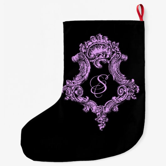 Romantische Goth Pink Monogram Großer Weihnachtsstrumpf (Rückseite)