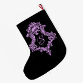 Romantische Goth Pink Monogram Großer Weihnachtsstrumpf (Rückseite (Hängend))