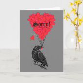 Romantische Gothic Crow und Herz sorry Karte (Gelbe Blume)