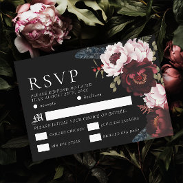 Romantische Gothic Watercolor Raven Wedding RSVP Begleitkarte