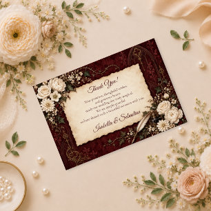 Romantische gothische Vintage-Hochzeit Dankeskarte