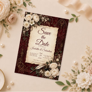 Romantische gothische Vintage-Hochzeit Save The Date