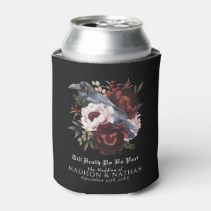 Romantische gotische Aquarell-Raben-Blumen-Hochzei Dosenkühler